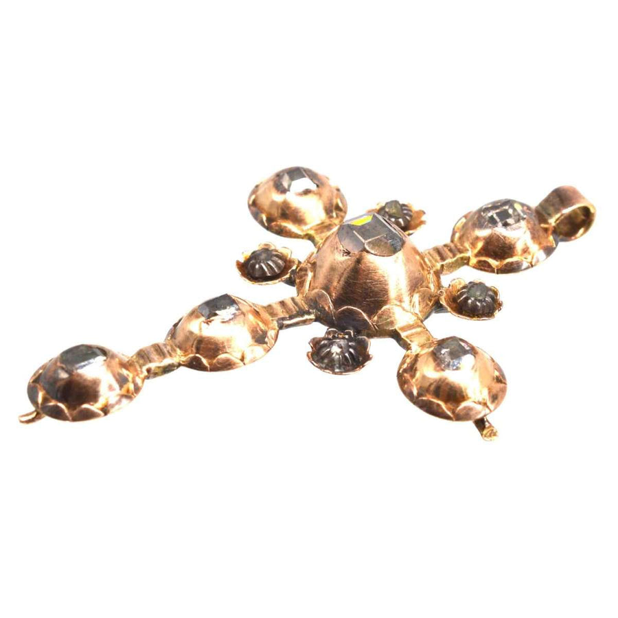 Early Georgian Gold Cross Pendant Set with Table - Cut and Rose - Cut Diamonds | Parkin and Gerrish (UK)