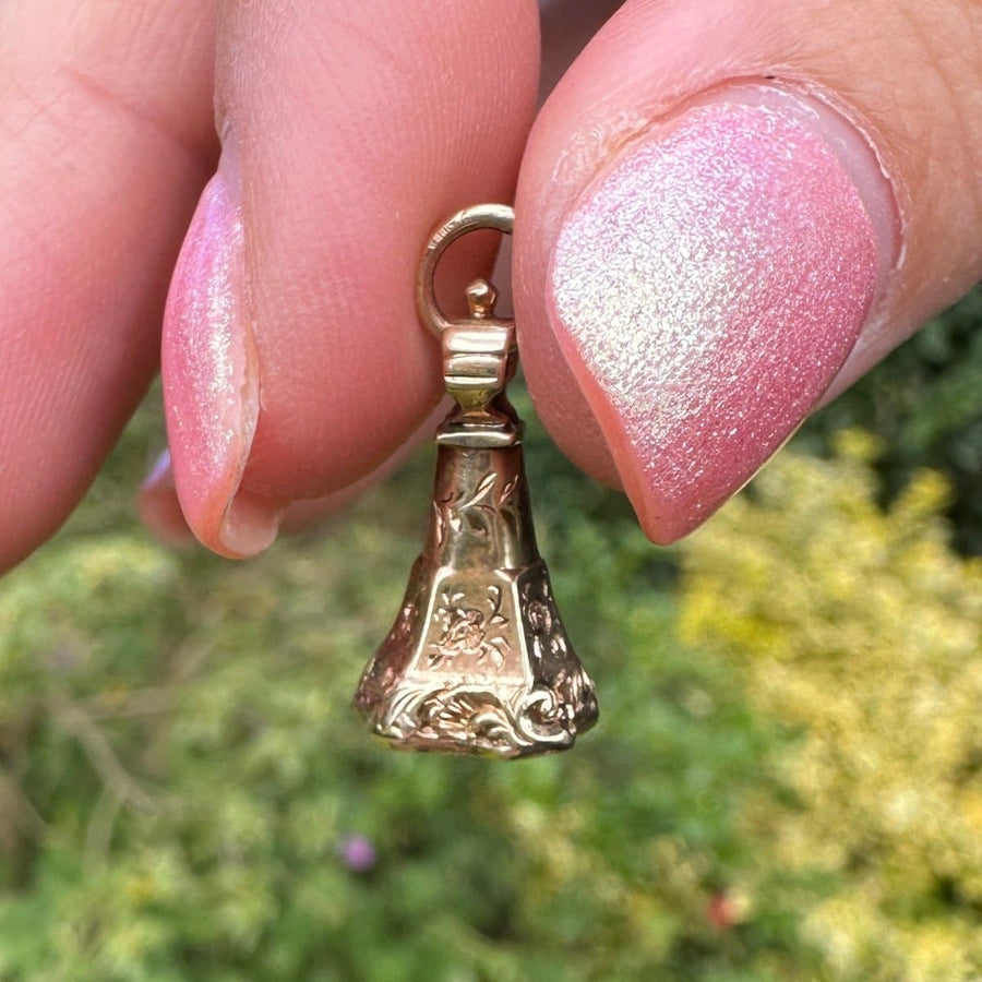 Early Victorian Gold Cased Seal with Citrine Intaglio of the Doves of Pliny