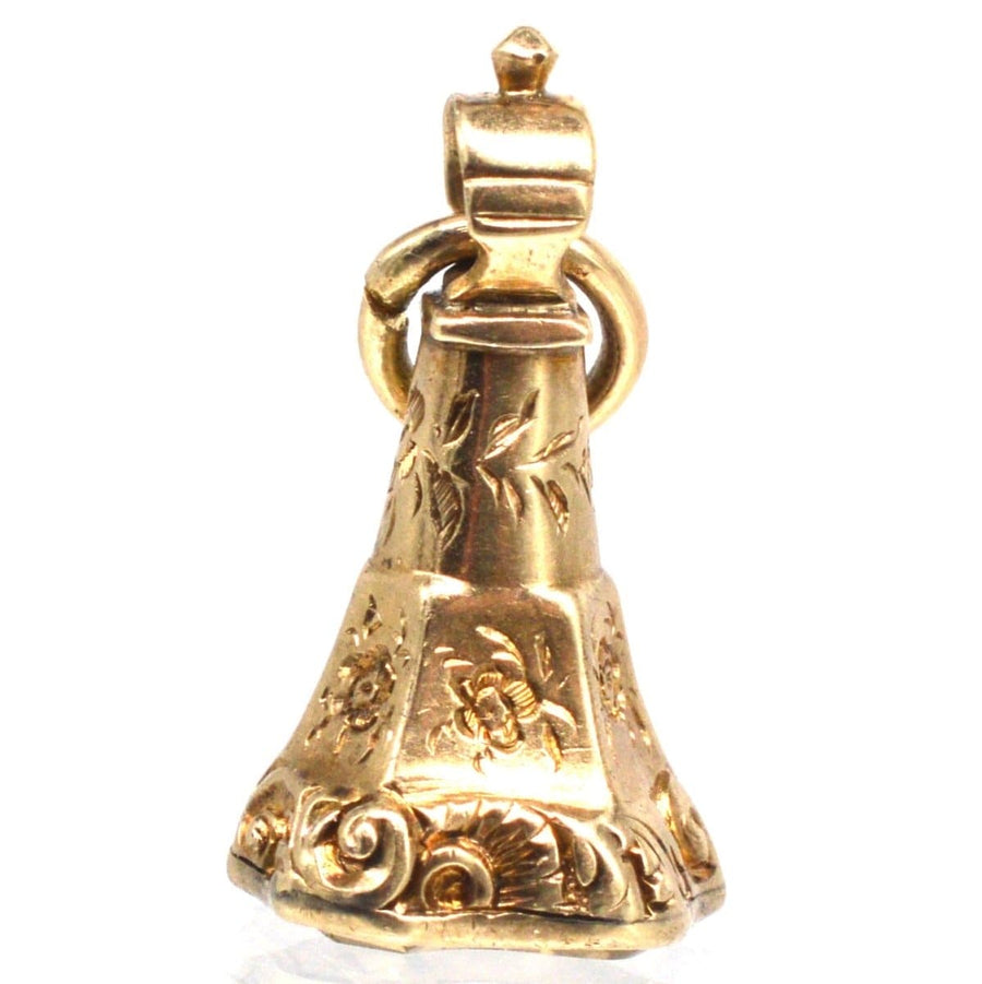 Early Victorian Gold Cased Seal with Citrine Intaglio of the Doves of Pliny