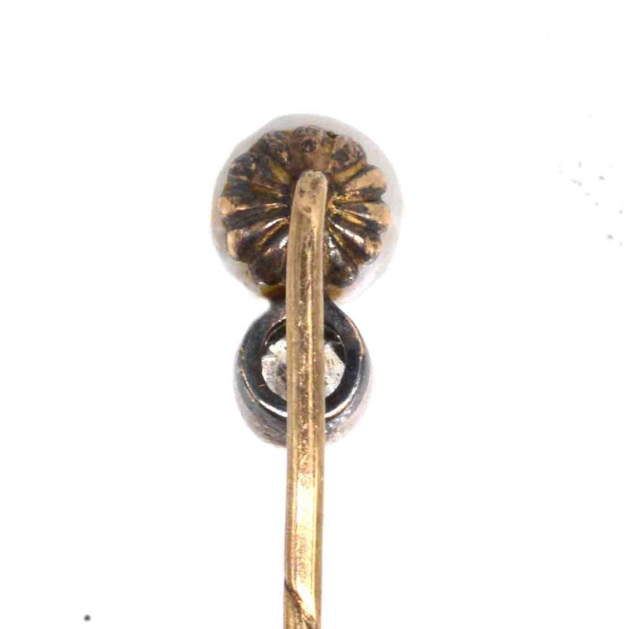 Edwardian 15ct Gold Natural Pearl and Diamond Pin | Parkin and Gerrish | Antique & Vintage Jewellery