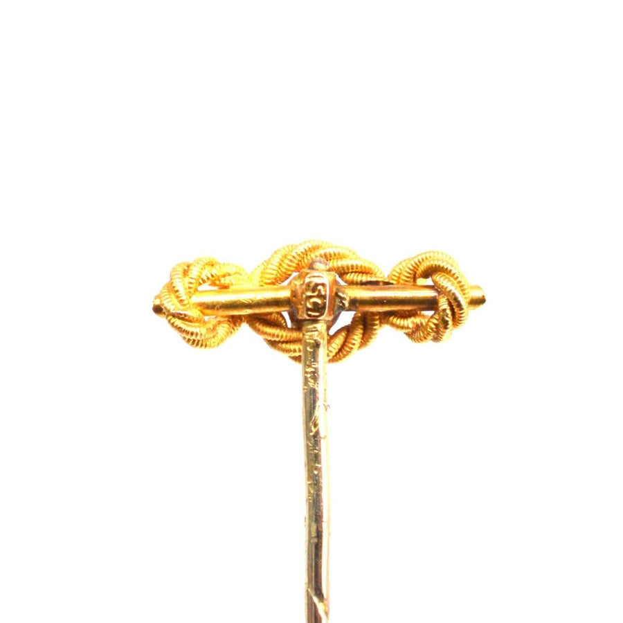 Edwardian 15ct Gold Ruby Triple Infinity Rope Knot Tie Pin | Parkin and Gerrish | Antique & Vintage Jewellery