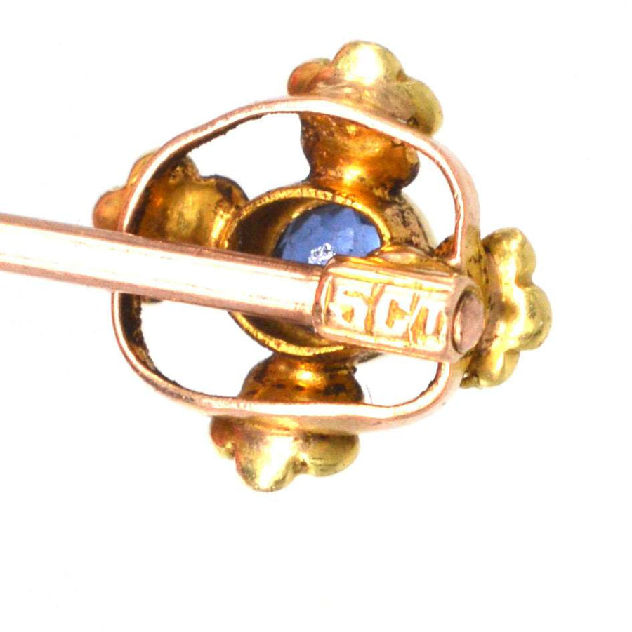 Edwardian 15ct Gold Sapphire and Pearl Tie Pin | Parkin and Gerrish (UK)