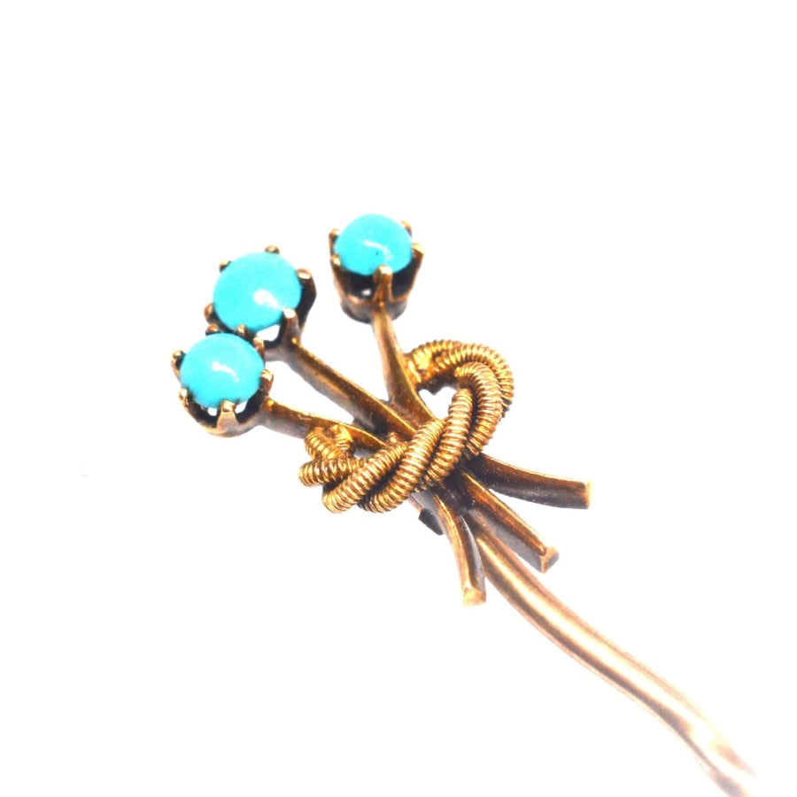 Edwardian 15ct Gold Tie Pin with a Trio of Turquoise | Parkin and Gerrish | Antique & Vintage Jewellery