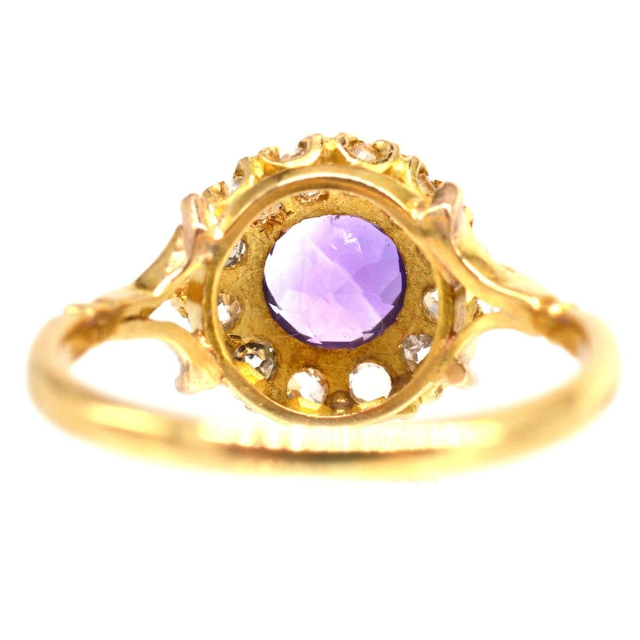 Edwardian 18ct Gold Amethyst and Diamond Cluster Ring | Parkin and Gerrish | Antique & Vintage Jewellery