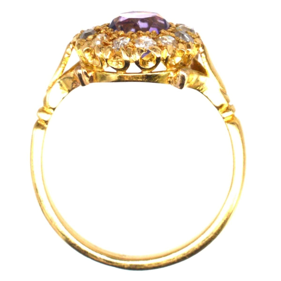 Edwardian 18ct Gold Amethyst and Diamond Cluster Ring | Parkin and Gerrish | Antique & Vintage Jewellery