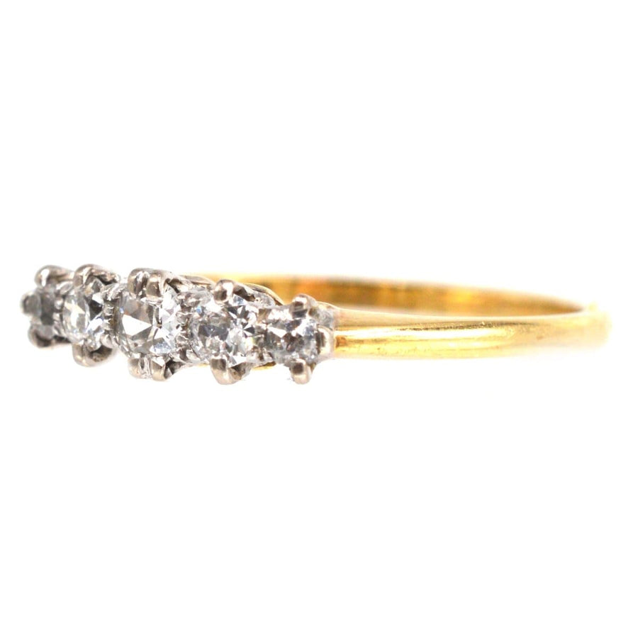 Edwardian 18ct Gold and Platinum, Five Stone Diamond Ring | Parkin and Gerrish | Antique & Vintage Jewellery