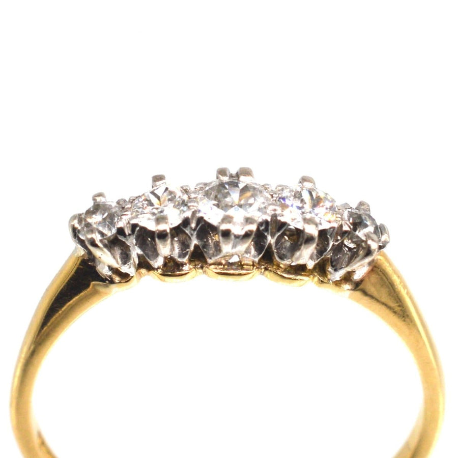 Edwardian 18ct Gold and Platinum, Five Stone Diamond Ring | Parkin and Gerrish | Antique & Vintage Jewellery