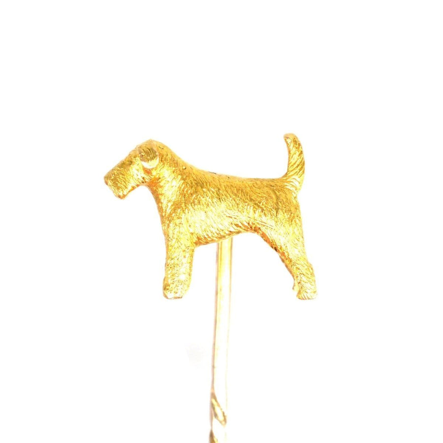 Edwardian 18ct Gold Terrier Dog Tie Pin | Parkin and Gerrish | Antique & Vintage Jewellery