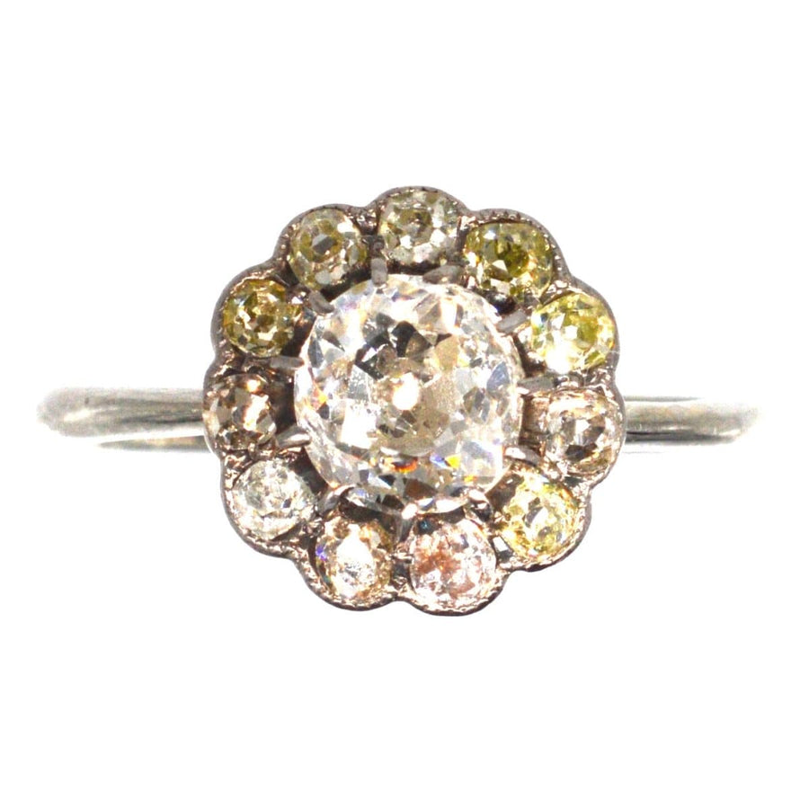 Edwardian 18ct White Gold, Old Mine Cut Diamond Cluster Ring | Parkin and Gerrish | Antique & Vintage Jewellery