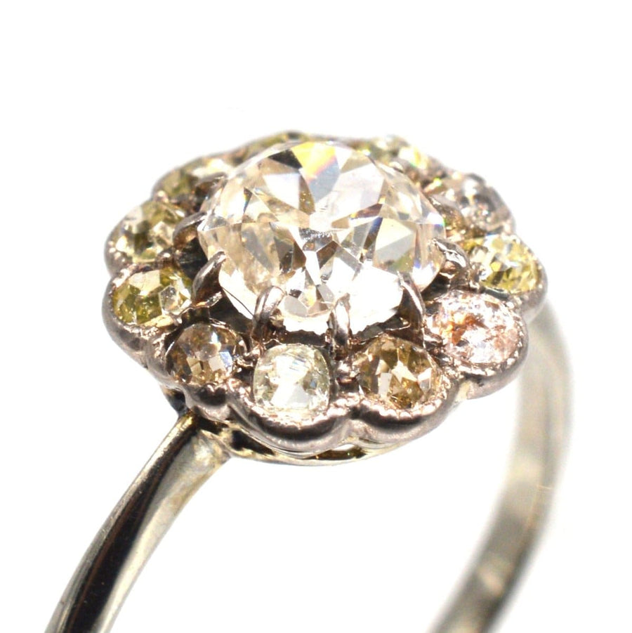 Edwardian 18ct White Gold, Old Mine Cut Diamond Cluster Ring | Parkin and Gerrish | Antique & Vintage Jewellery