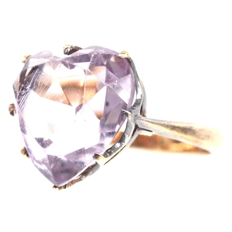 Edwardian 9ct Gold Amethyst Heart Shaped Ring | Parkin and Gerrish | Antique & Vintage Jewellery