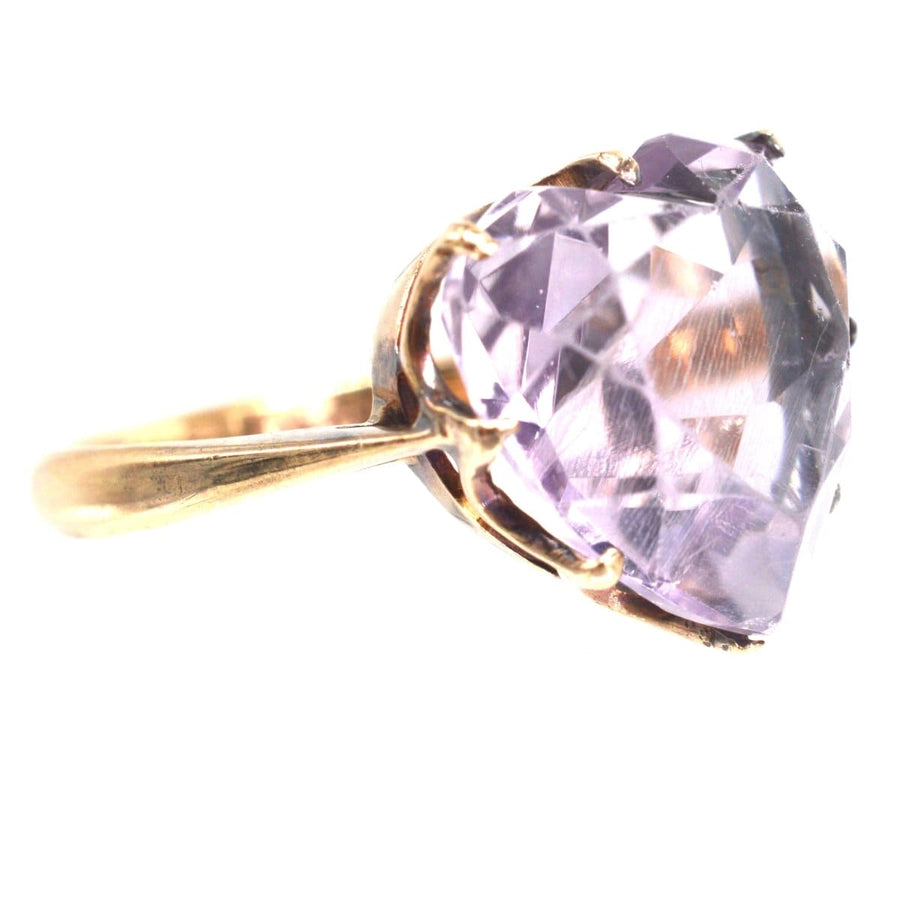 Edwardian 9ct Gold Amethyst Heart Shaped Ring | Parkin and Gerrish | Antique & Vintage Jewellery