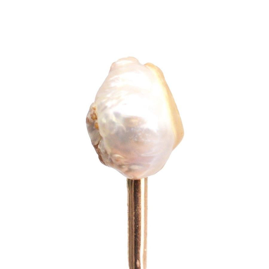 Edwardian 9ct Gold Baroque Pearl Tie Pin | Parkin and Gerrish | Antique & Vintage Jewellery