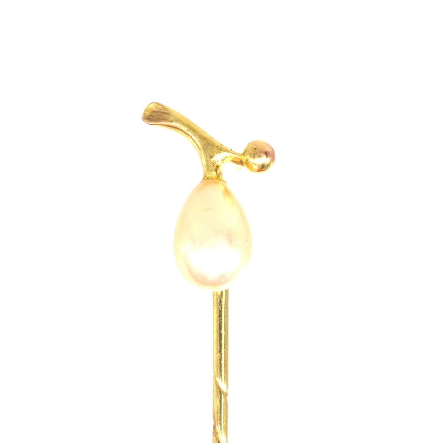 Edwardian 9ct Gold Cultured Pearl Tie Pin | Parkin and Gerrish (UK)