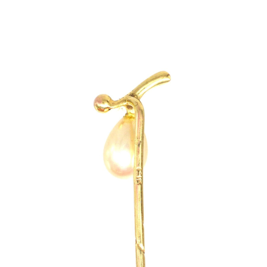 Edwardian 9ct Gold Cultured Pearl Tie Pin | Parkin and Gerrish (UK)