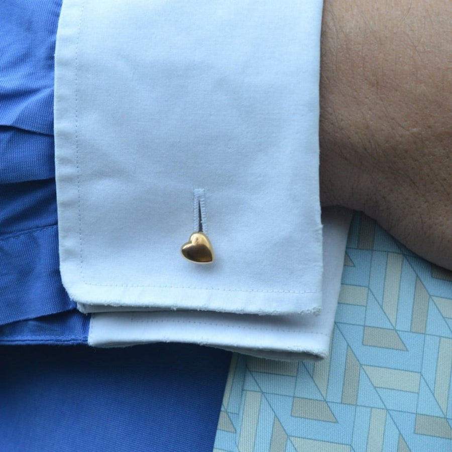 Edwardian 9ct Gold Puffy Heart Cufflinks | Parkin and Gerrish (UK)