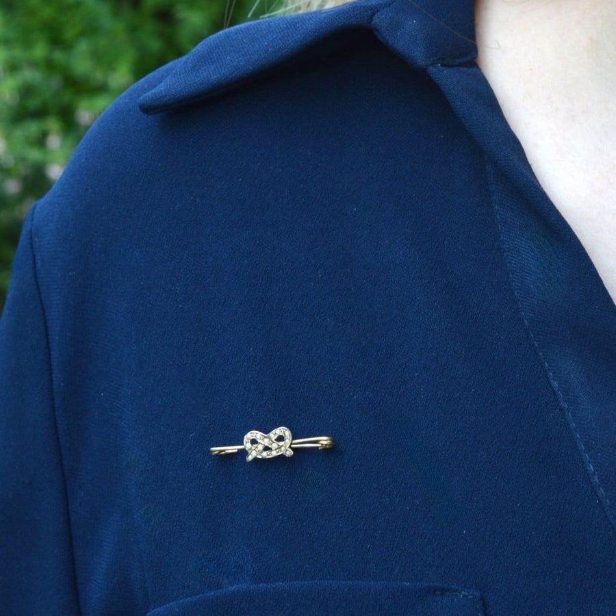 Edwardian 9ct Gold Stafford Knot / Lover's Knot Bar Brooch | Parkin and Gerrish (UK)
