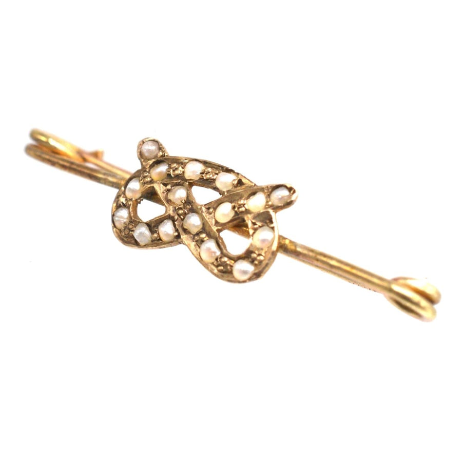 Edwardian 9ct Gold Stafford Knot / Lover's Knot Bar Brooch | Parkin and Gerrish | Antique & Vintage Jewellery