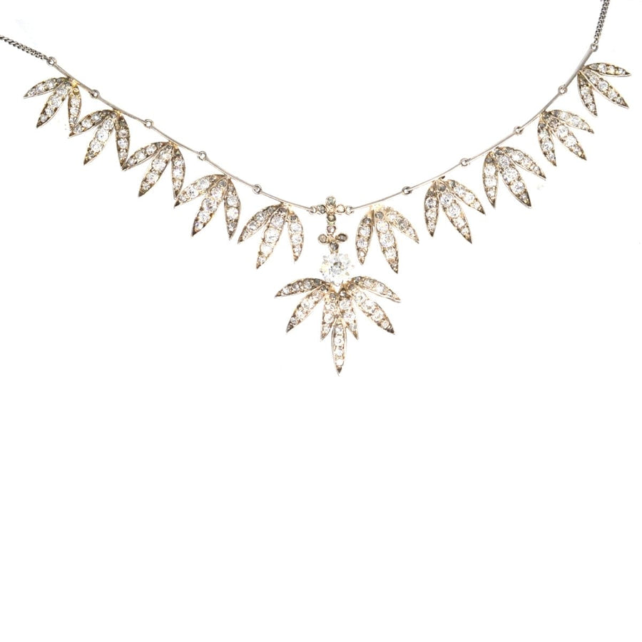 Edwardian Silver and Platinum, Diamond Semi - Fringe Necklace | Parkin and Gerrish | Antique & Vintage Jewellery