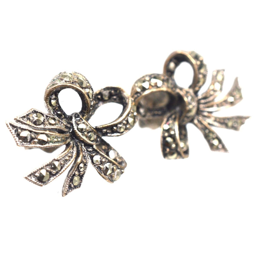 Edwardian Silver Marcasite Bow Earrings | Parkin and Gerrish (UK)