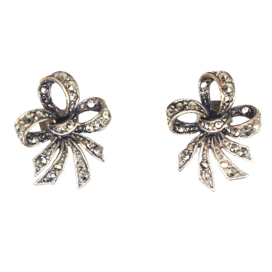 Edwardian Silver Marcasite Bow Earrings | Parkin and Gerrish (UK)