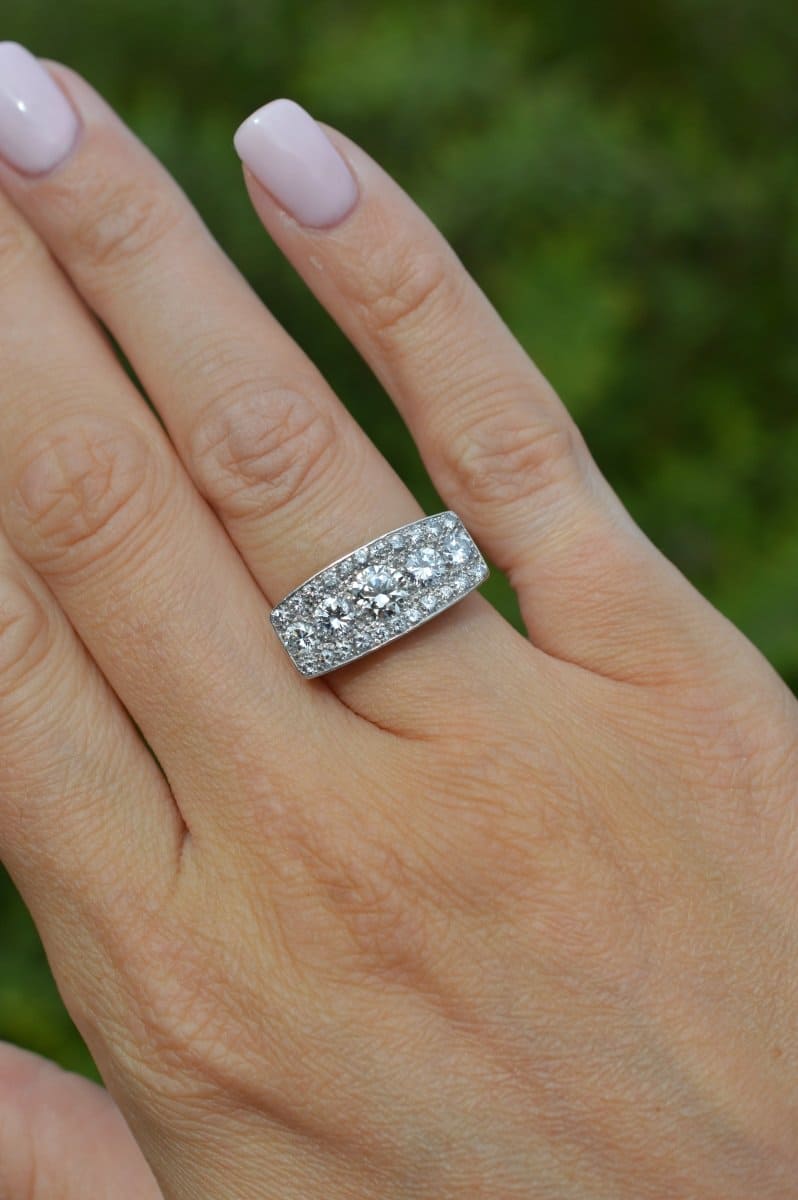 French Art Deco Platinum and Diamond Ring | Parkin and Gerrish | Antique & Vintage Jewellery