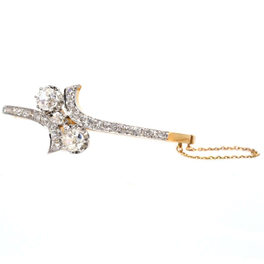 French Early 20th Century 18ct Gold and Platinum Toi et Moi Diamond Bangle | Parkin and Gerrish | Antique & Vintage Jewellery
