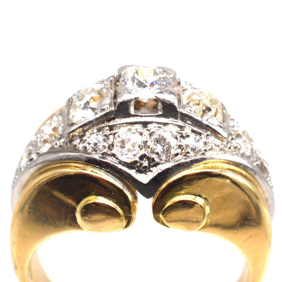 French Retro 18ct Gold and Platinum Diamond Ring | Parkin and Gerrish (UK)