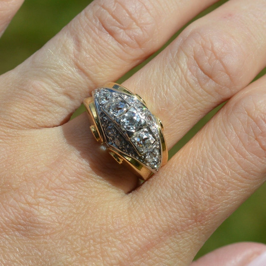 French Retro 18ct Gold and Platinum Diamond Ring | Parkin and Gerrish (UK)