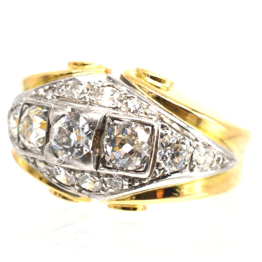 French Retro 18ct Gold and Platinum Diamond Ring | Parkin and Gerrish (UK)