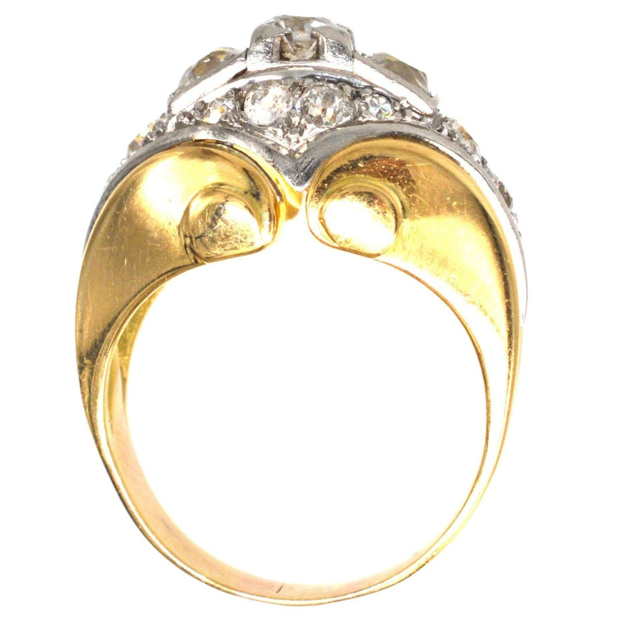 French Retro 18ct Gold and Platinum Diamond Ring | Parkin and Gerrish (UK)