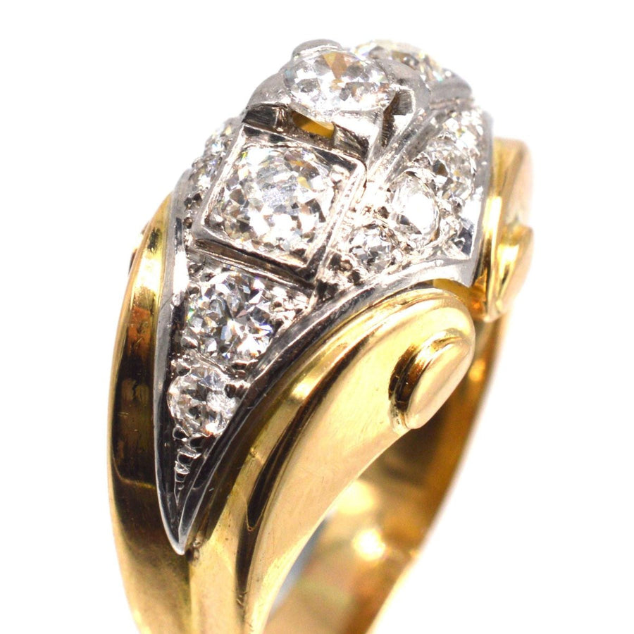 French Retro 18ct Gold and Platinum Diamond Ring | Parkin and Gerrish (UK)
