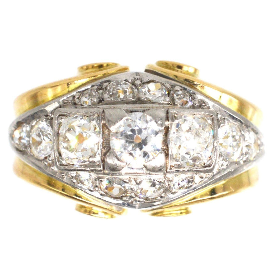 French Retro 18ct Gold and Platinum Diamond Ring | Parkin and Gerrish (UK)