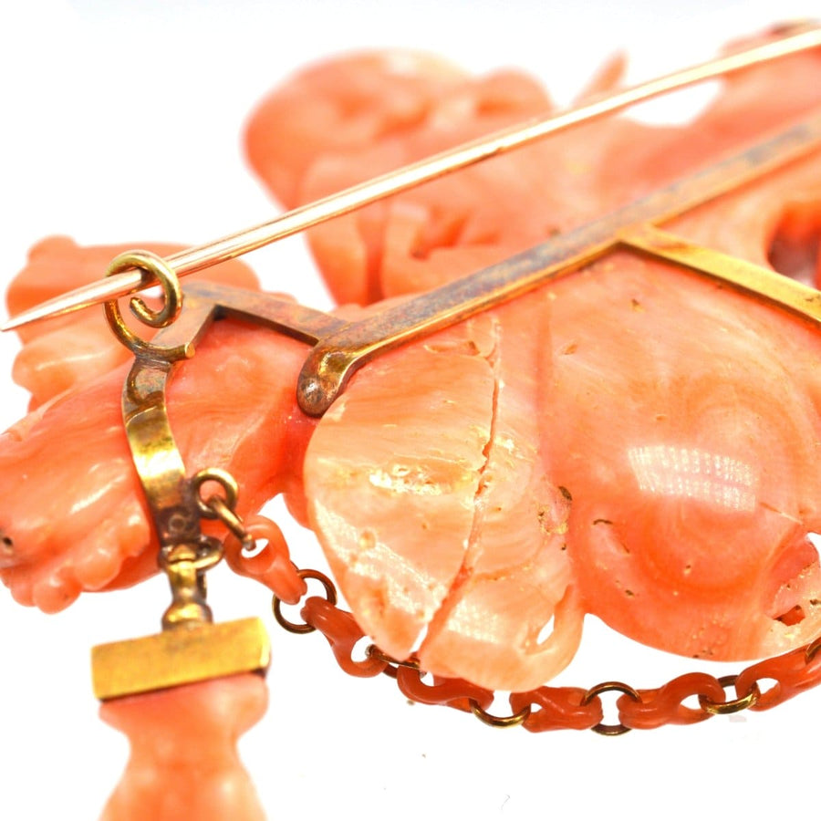 Large Rare Antique Italian Carved Coral Brooch of the Goddess Hebe | Parkin and Gerrish (UK)