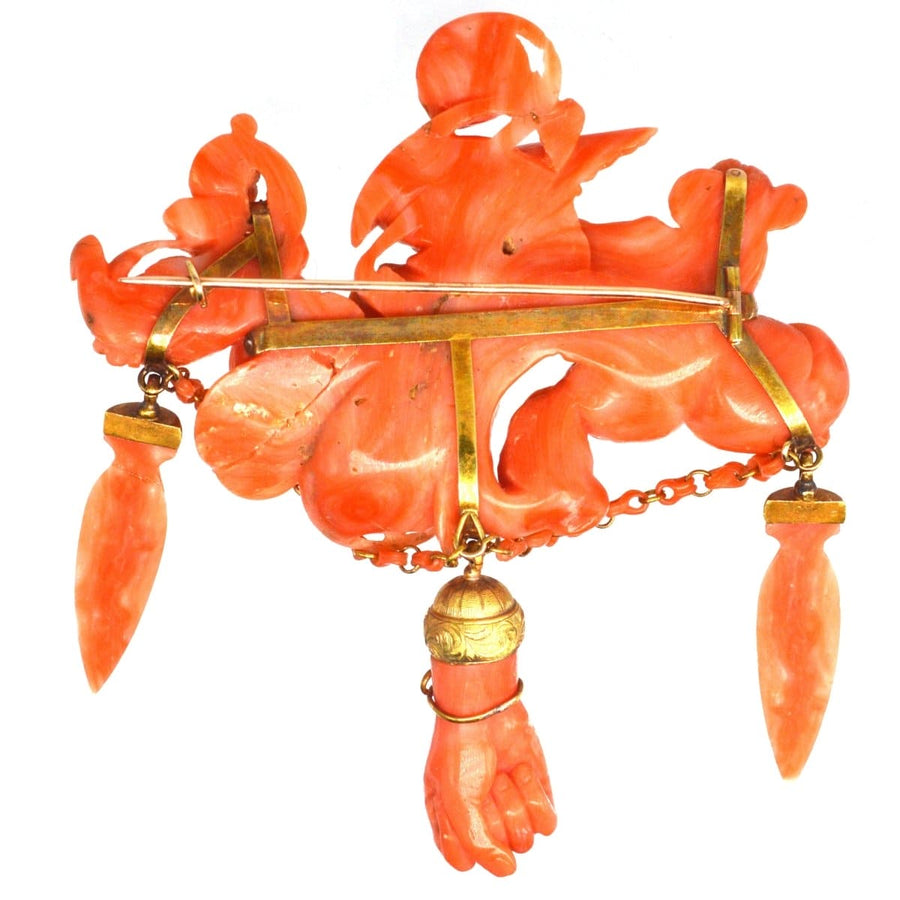 Large Rare Antique Italian Carved Coral Brooch of the Goddess Hebe | Parkin and Gerrish (UK)