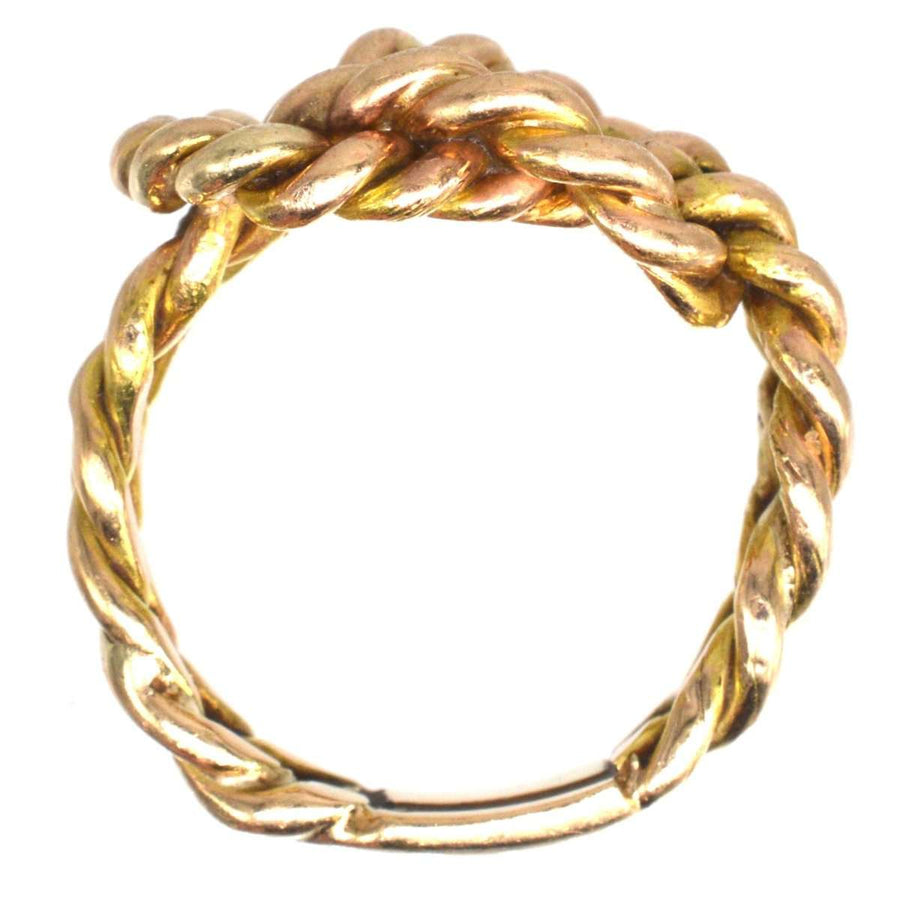 Large Victorian 9ct Gold Rope Lover's Knot Ring