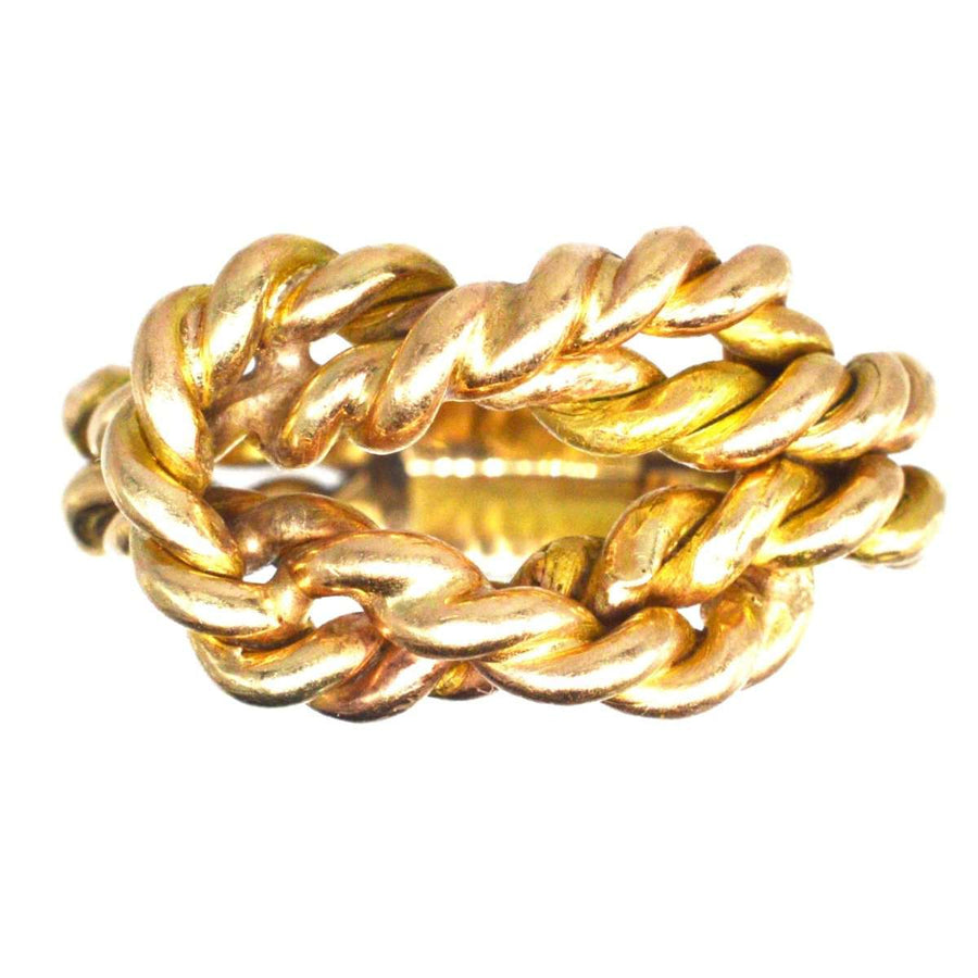 Large Victorian 9ct Gold Rope Lover's Knot Ring