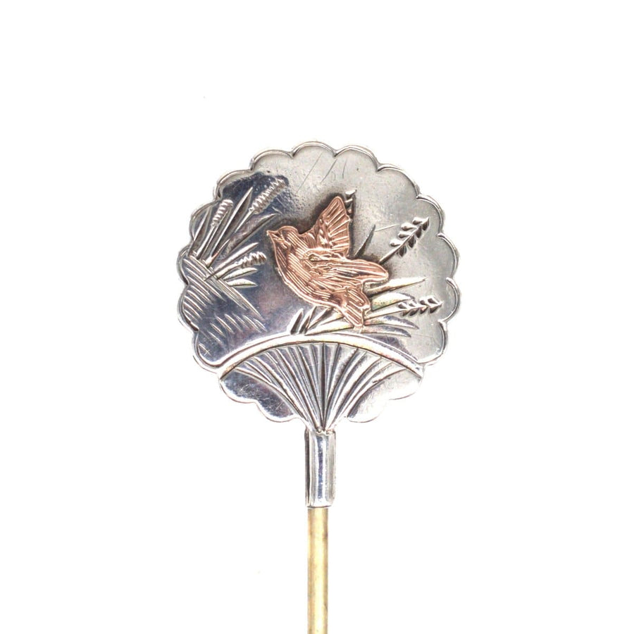 Late 19th Century Aesthetic Period Bird Fan Tie Pin | Parkin and Gerrish | Antique & Vintage Jewellery