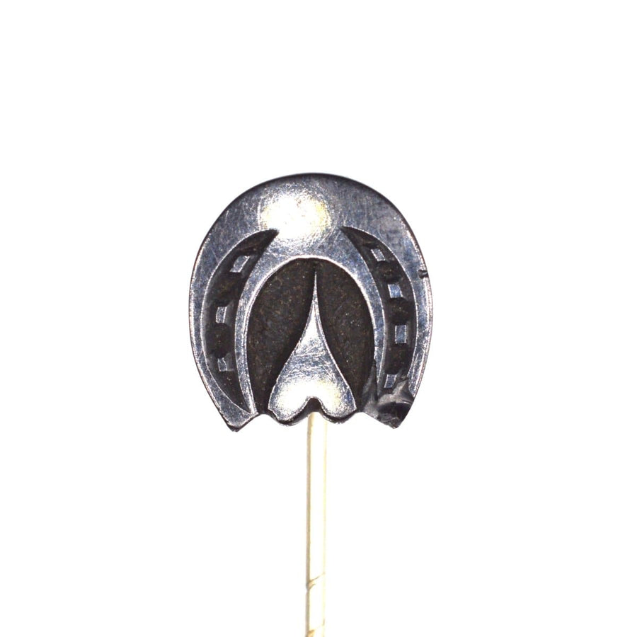 Late Victorian Whitby Jet Horseshoe Tie Pin featuring a unique frog design, crafted in Yorkshire with rich history.