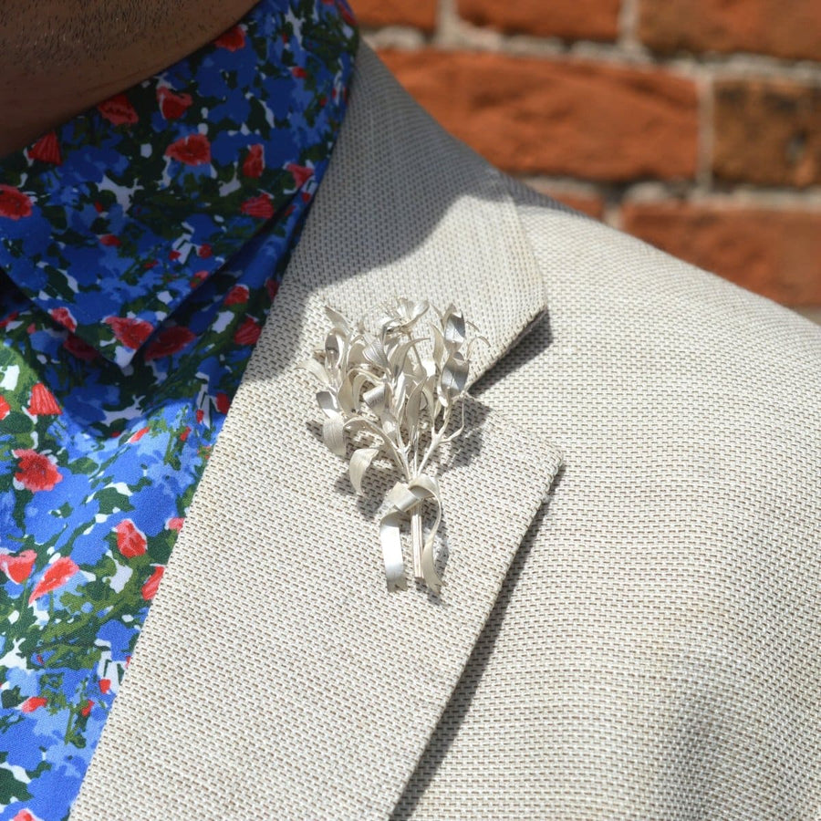 Mid 19th Century Victorian Silver Leaf Marriage Tiara and Matching Corsage Pin Brooch