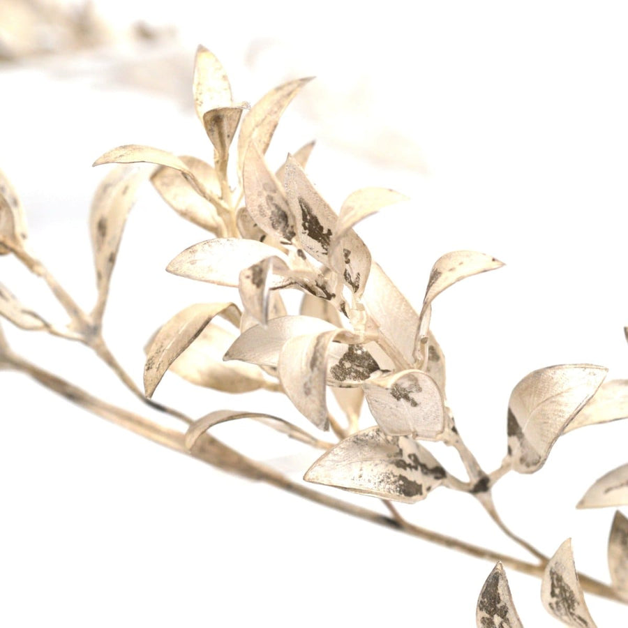 Mid 19th Century Victorian Silver Leaf Marriage Tiara and Matching Corsage Pin Brooch