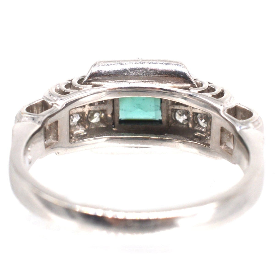 Mid Century Platinum, Green Sapphire and Diamond Ring | Parkin and Gerrish | Antique & Vintage Jewellery