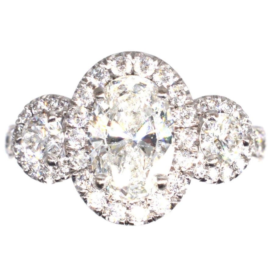 Modern Three Stone Diamond Cluster Ring | Parkin and Gerrish | Antique & Vintage Jewellery