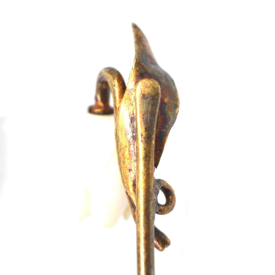 Rare Regency 9ct Gold Carved White Coral Lily of the Valley Bell Flower Tie Pin
