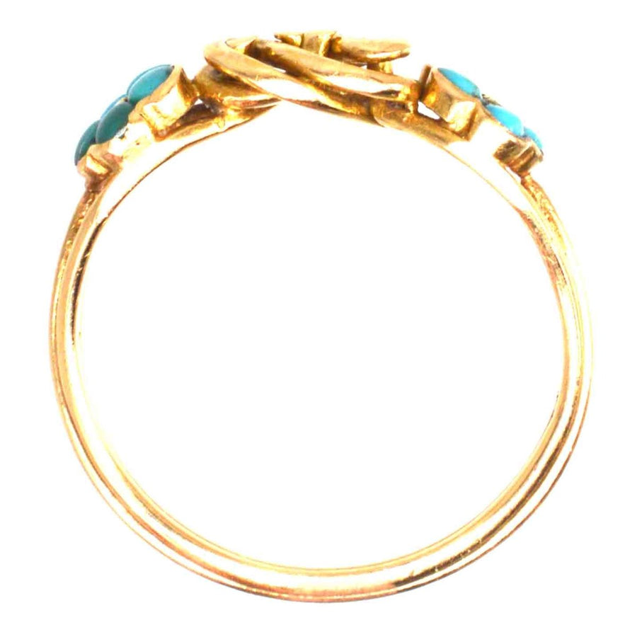 Regency 18ct Gold Forget Me Not Turquoise and Gold Knot Ring | Parkin and Gerrish | Antique & Vintage Jewellery