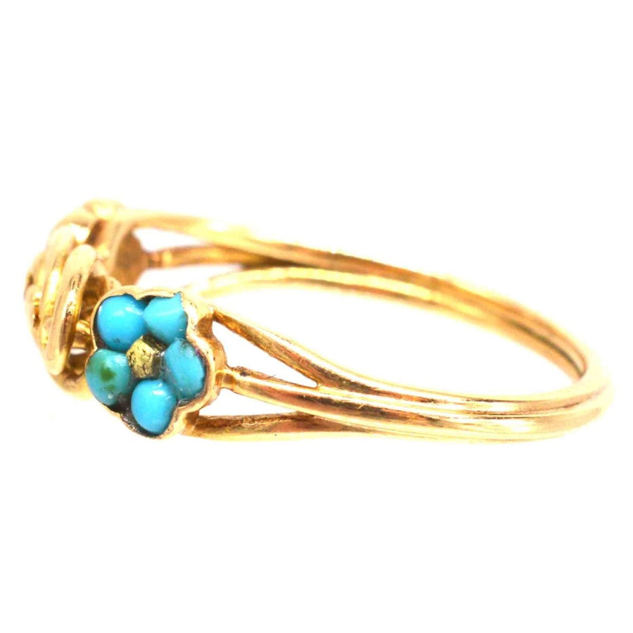 Regency 18ct Gold Forget Me Not Turquoise and Gold Knot Ring | Parkin and Gerrish | Antique & Vintage Jewellery