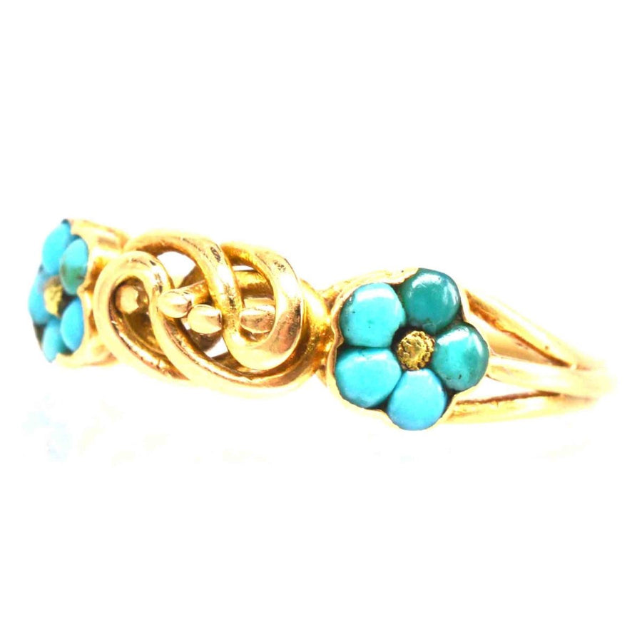 Regency 18ct Gold Forget Me Not Turquoise and Gold Knot Ring | Parkin and Gerrish | Antique & Vintage Jewellery