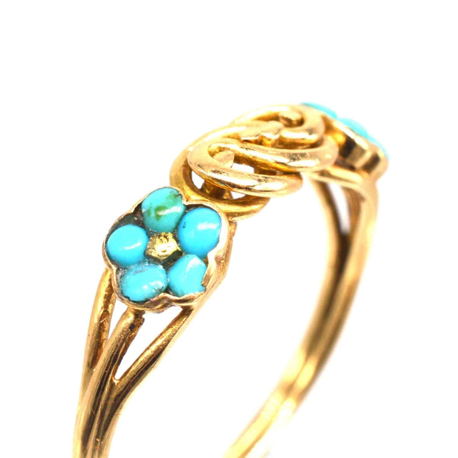 Regency 18ct Gold Forget Me Not Turquoise and Gold Knot Ring | Parkin and Gerrish | Antique & Vintage Jewellery