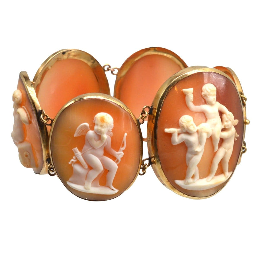 Regency 18ct Gold Shell Carved Cameo of Cupid Bracelet | Parkin and Gerrish | Antique & Vintage Jewellery