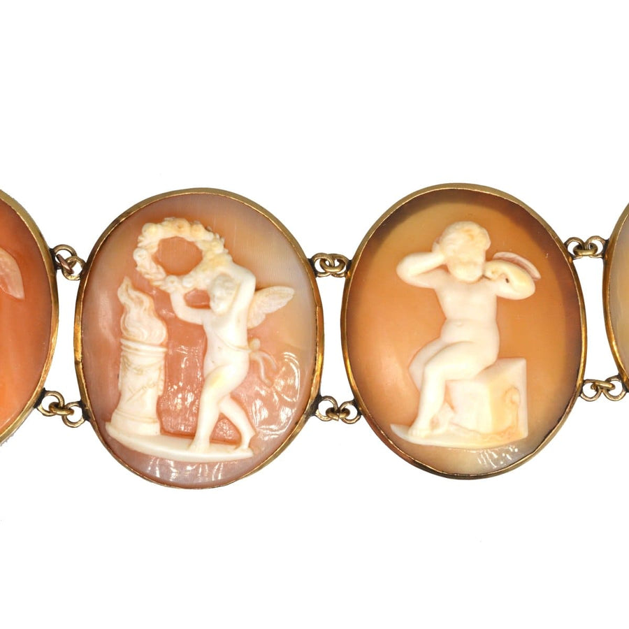 Regency 18ct Gold Shell Carved Cameo of Cupid Bracelet | Parkin and Gerrish | Antique & Vintage Jewellery